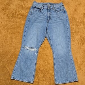 American Eagle Outfitters Light Blue Highest Rise 90s Flare Jeans Size 8 Short